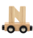 Houten lettertrein in naturel hout – losse letter N om de naam compleet te maken