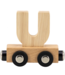 Houten lettertrein in naturel hout – losse letter U om de naam compleet te maken