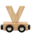 Houten lettertrein in naturel hout – losse letter V om de naam compleet te maken