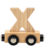 Houten lettertrein in naturel hout – losse letter X om de naam compleet te maken