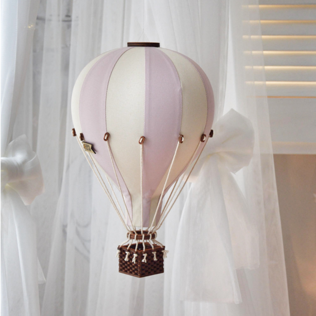 Decoratieve luchtballon maat S in roze en beige – stijlvolle wanddecoratie voor de kinderkamer