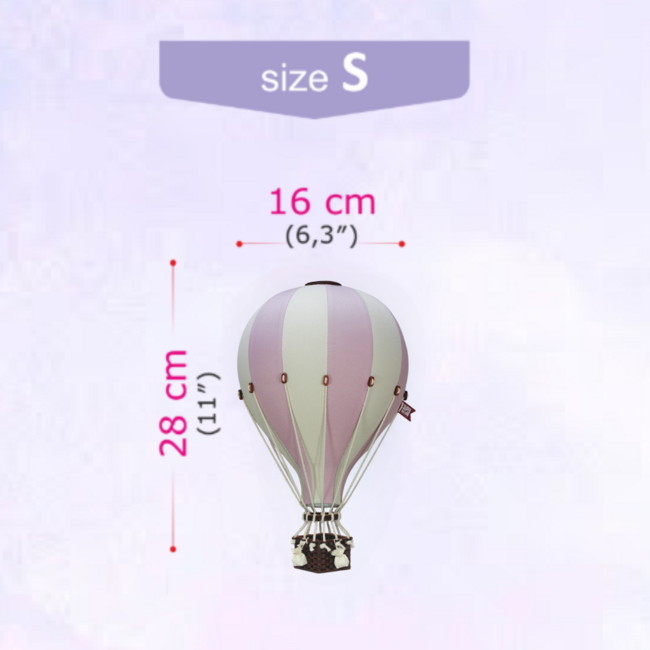 Decorative hot air balloon size S in pink and beige – stylish nursery wall decor