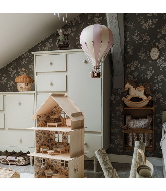 Decoratieve luchtballon maat L in roze en beige – stijlvolle wanddecoratie voor de kinderkamer