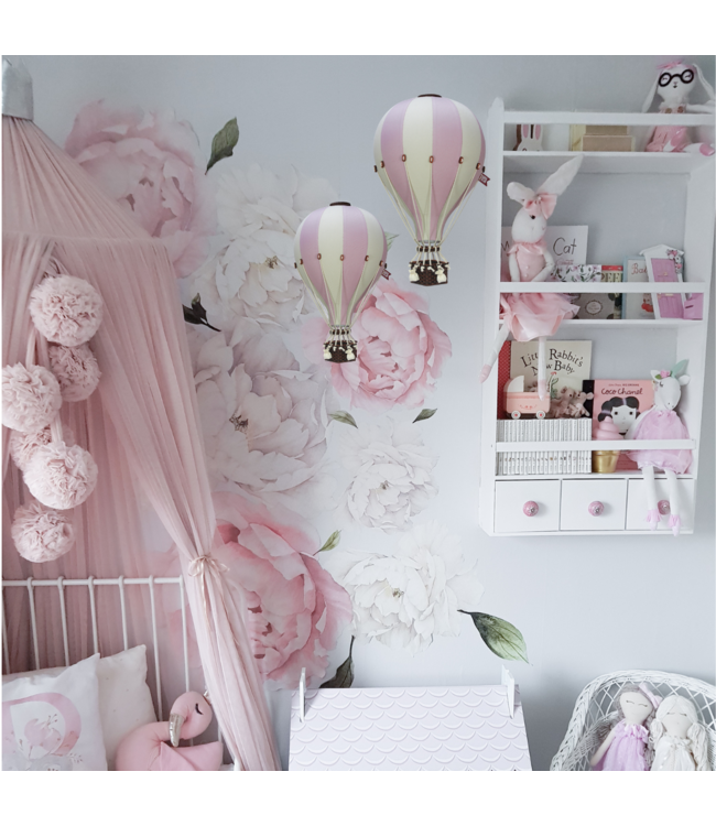 Decoratieve luchtballon maat L in roze en beige – stijlvolle wanddecoratie voor de kinderkamer