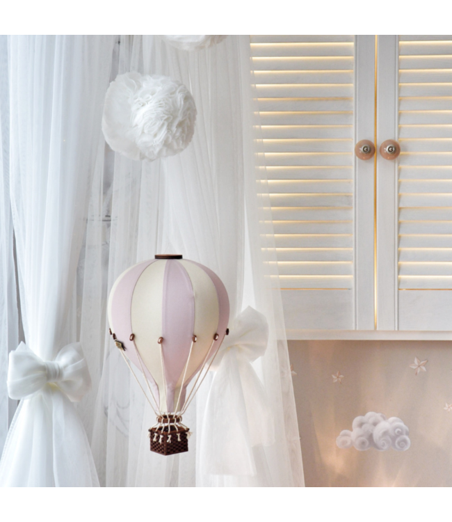 Decoratieve luchtballon maat L in roze en beige – stijlvolle wanddecoratie voor de kinderkamer