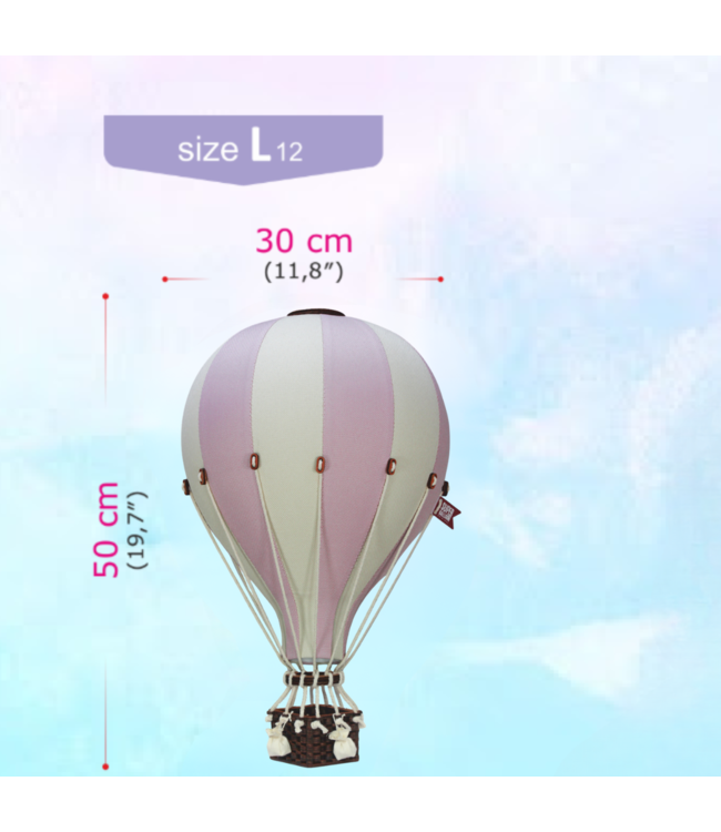 Decoratieve luchtballon maat L in roze en beige – stijlvolle wanddecoratie voor de kinderkamer