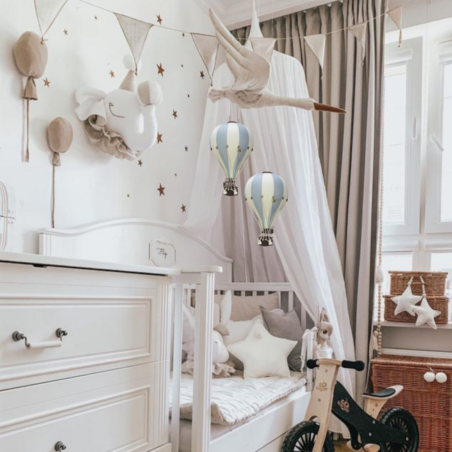 Decorative hot air balloon in cream and mint tones for a charming interior