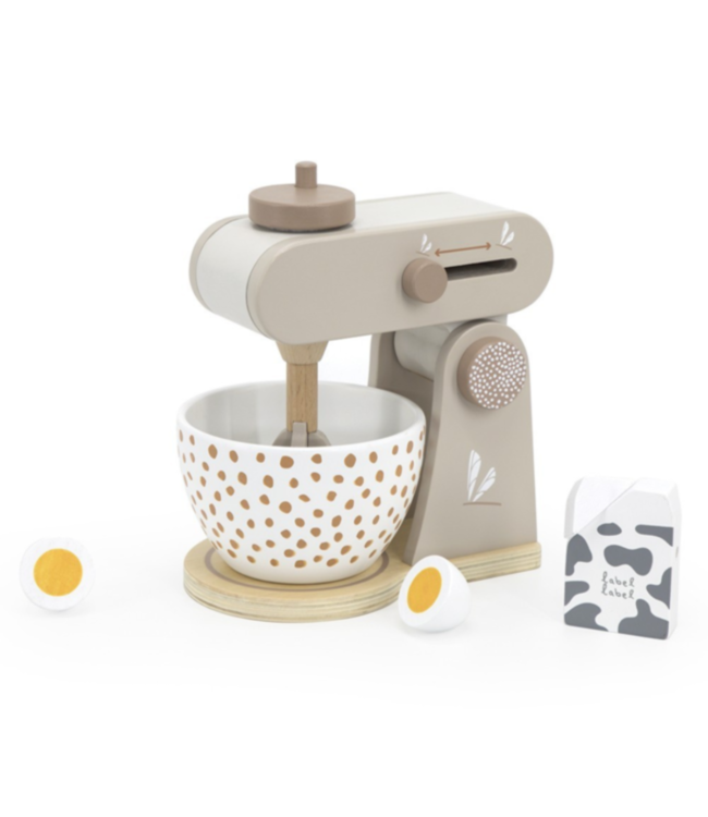 Houten keukenmixer voor kinderen met accessoires, duurzaam en veilig