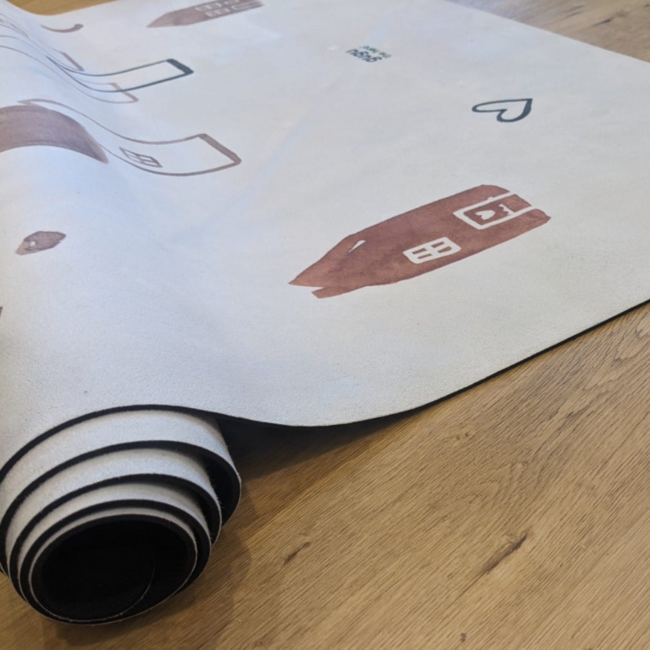 Rechthoekig speelkleed met Scandi Town-print voor veilig en comfortabel speelplezier