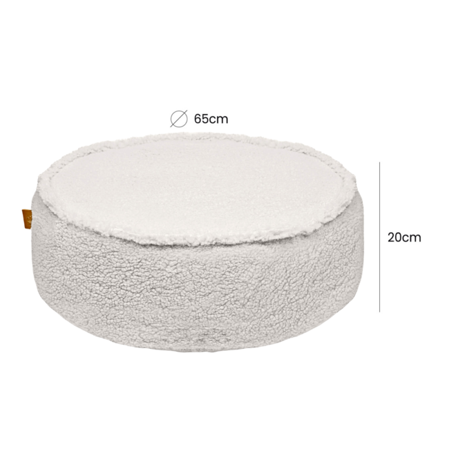 Pouf rond en tissu teddy dans la couleur Bearly Crème