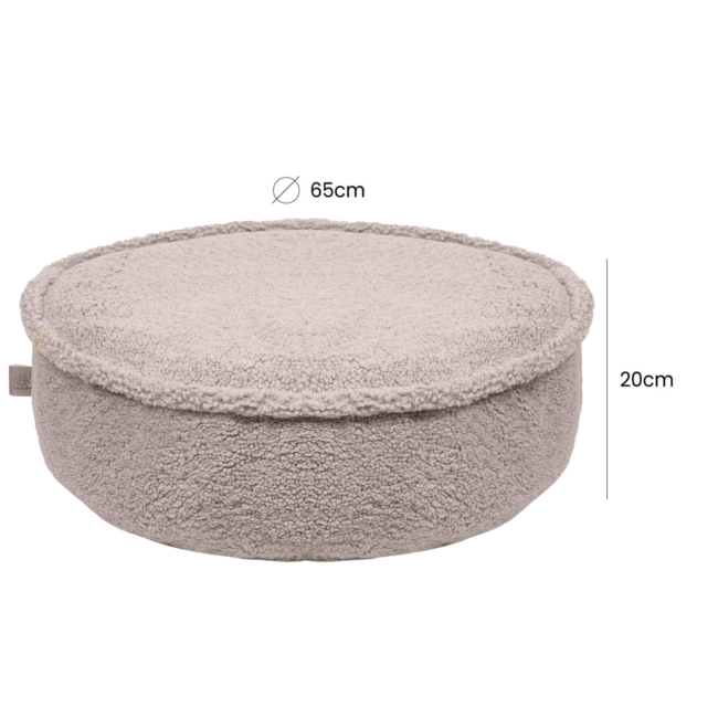 Round beanbag made of teddy fabric in Bearly Light Grey