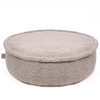 MeowBaby Pouf Tissu Teddy Rond | Bearly Gris Clair