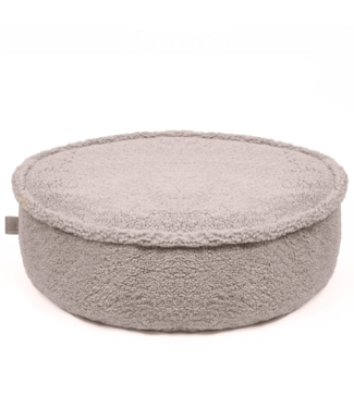 MeowBaby Zitzak teddy stof rond | Bearly licht grijs