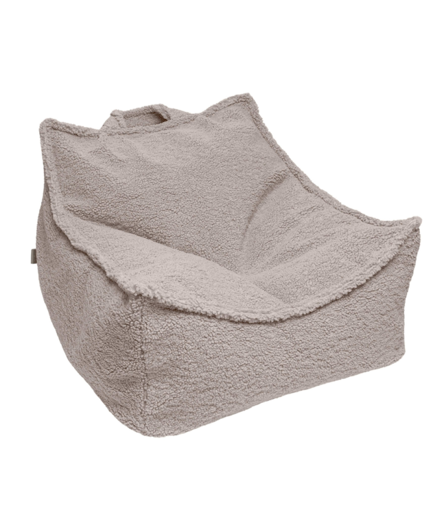Zitzak van teddy stof in de kleur Bearly lichtgrijs