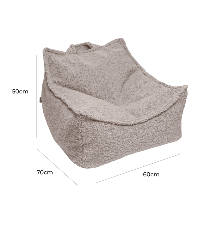 Zitzak van teddy stof in de kleur Bearly lichtgrijs