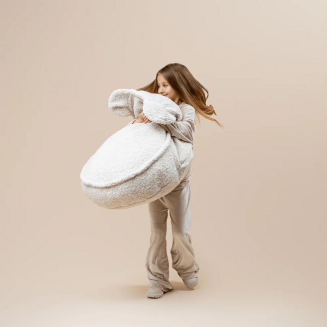 Pouf en tissu Teddy en forme d’ours | Bearly Crème | Douillet et ludique