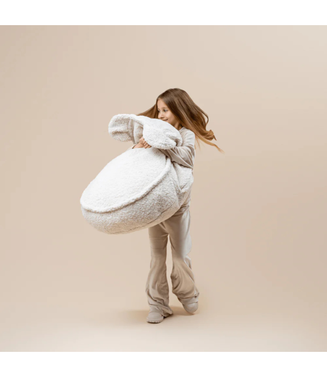 Zitzak in teddy stof met berenvorm | Bearly crème | Knus en speels