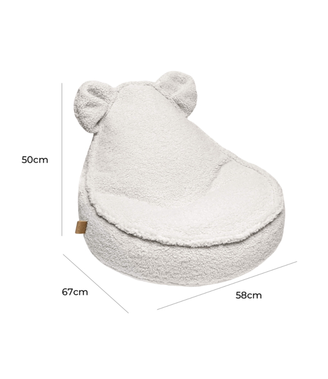 Zitzak in teddy stof met berenvorm | Bearly crème | Knus en speels