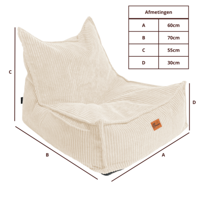 Pouf en velours côtelé | Beige | Confortable et élégant