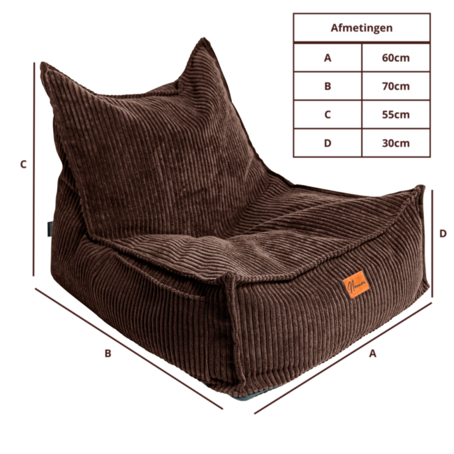 Pouf enfant velours côtelé brun – fait main, confortable et sûr