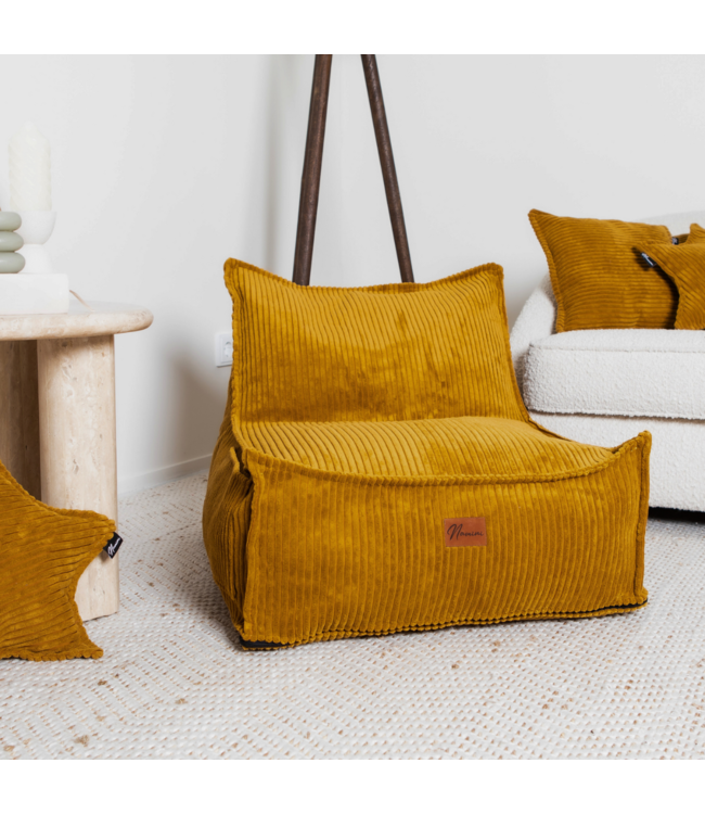 Kinderzitzak corduroy mosterdgeel – handgemaakt, comfortabel en veilig