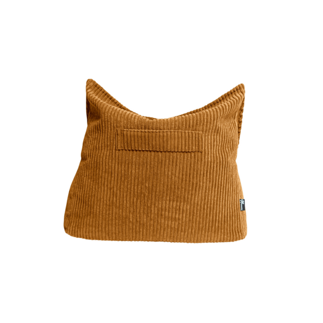 Pouf enfant velours moutarde – fait main, confortable et sûr