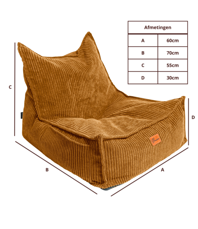 Kinderzitzak corduroy mosterdgeel – handgemaakt, comfortabel en veilig