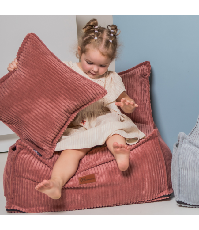 Kinderzitzak corduroy roze – handgemaakt, comfortabel en veilig