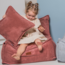 Pouf enfant velours rose – fait main, confortable et sûr