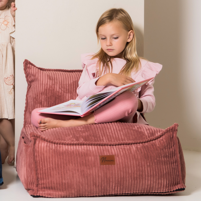 Kinderzitzak corduroy roze – handgemaakt, comfortabel en veilig