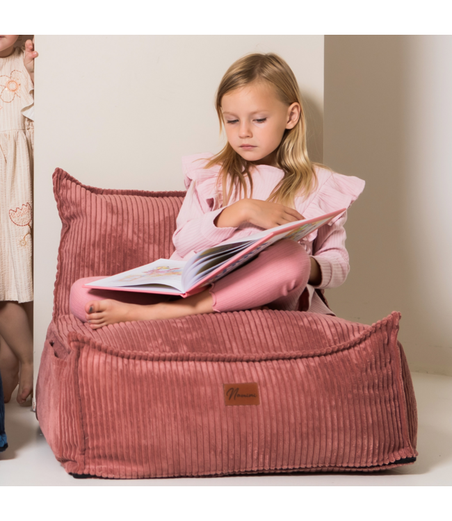 Kinderzitzak corduroy roze – handgemaakt, comfortabel en veilig