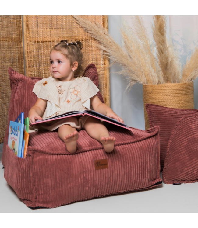 Kinderzitzak corduroy roze – handgemaakt, comfortabel en veilig
