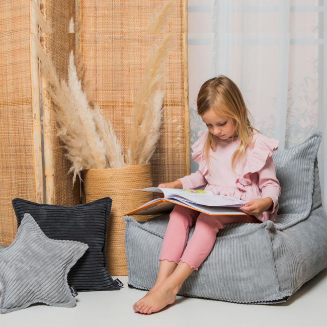 Kids beanbag corduroy  grey – handmade, comfortable and safe