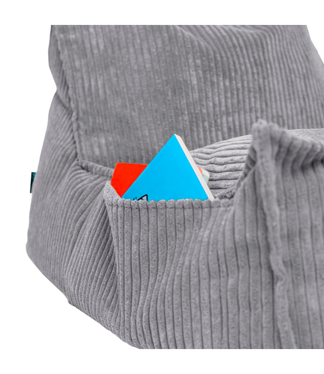 Kinderzitzak corduroy grijs – handgemaakt, comfortabel en veilig
