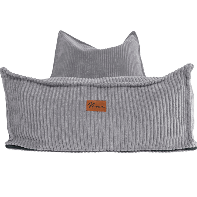 Kindersitzsack Corduroy Grau – handgefertigt, bequem und sicher