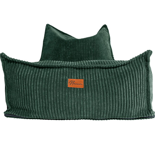 Pouf enfant velours vert – fait main, confortable et sûr