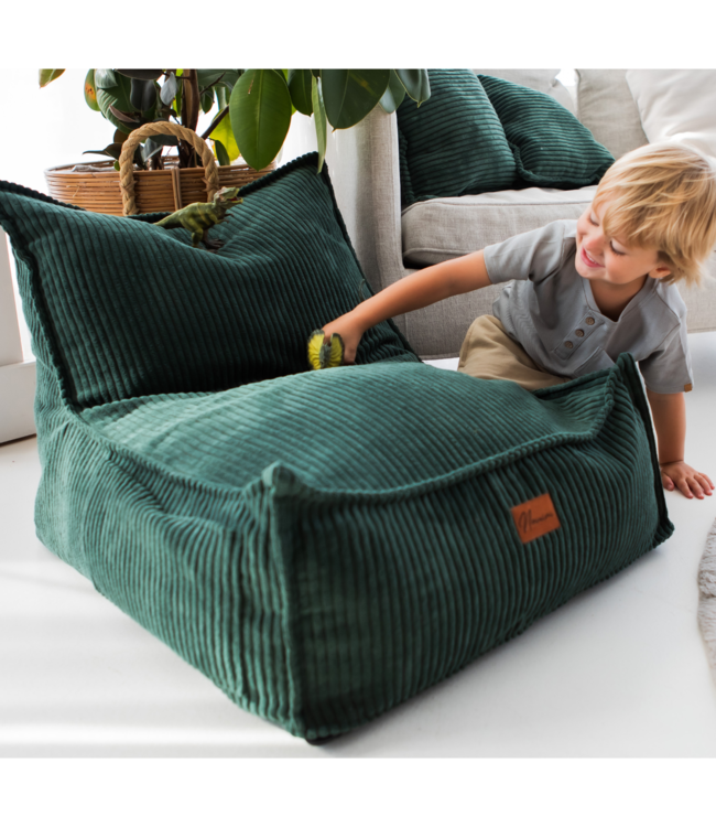 Kinderzitzak corduroy groen – handgemaakt, comfortabel en veilig