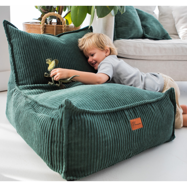 Kids beanbag corduroy  green  – handmade, comfortable and safe
