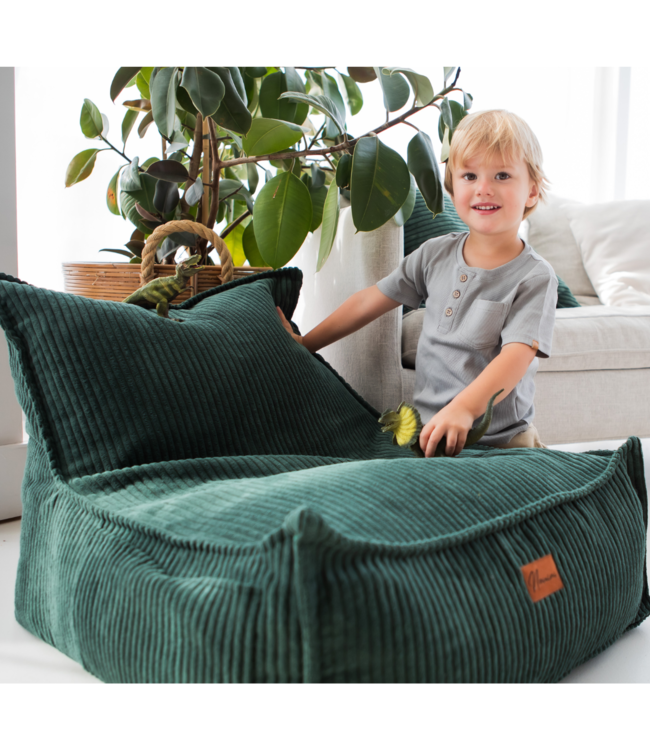 Kinderzitzak corduroy groen – handgemaakt, comfortabel en veilig