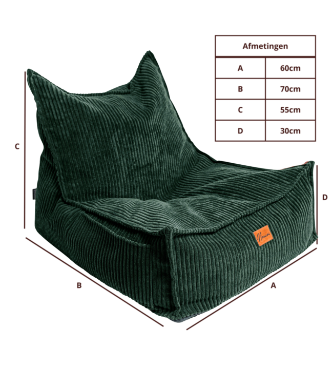 Kinderzitzak corduroy groen – handgemaakt, comfortabel en veilig