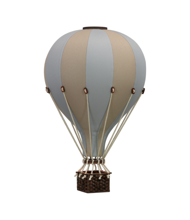Decoratieve luchtballon maat S beige/lichtblauw – Handgemaakt accessoire van Super Balloon