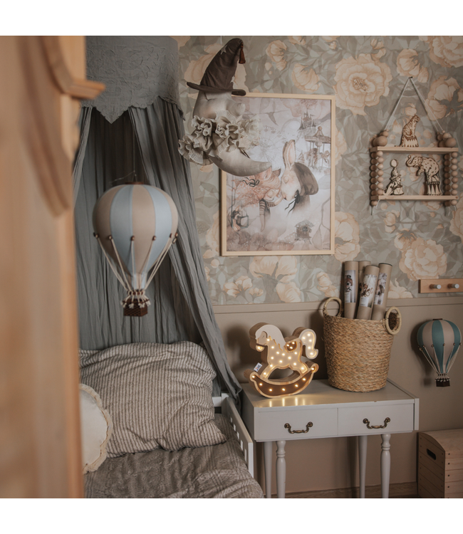 Decoratieve luchtballon maat S beige/lichtblauw – Handgemaakt accessoire van Super Balloon