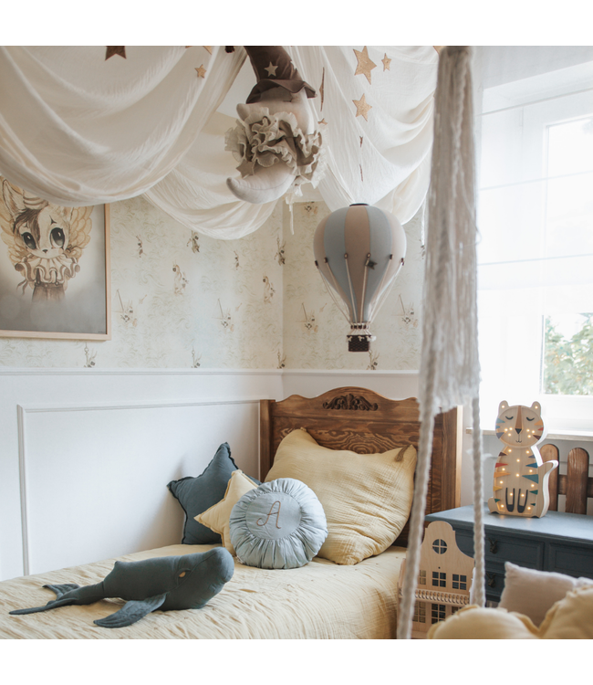 Decoratieve luchtballon maat S beige/lichtblauw – Handgemaakt accessoire van Super Balloon