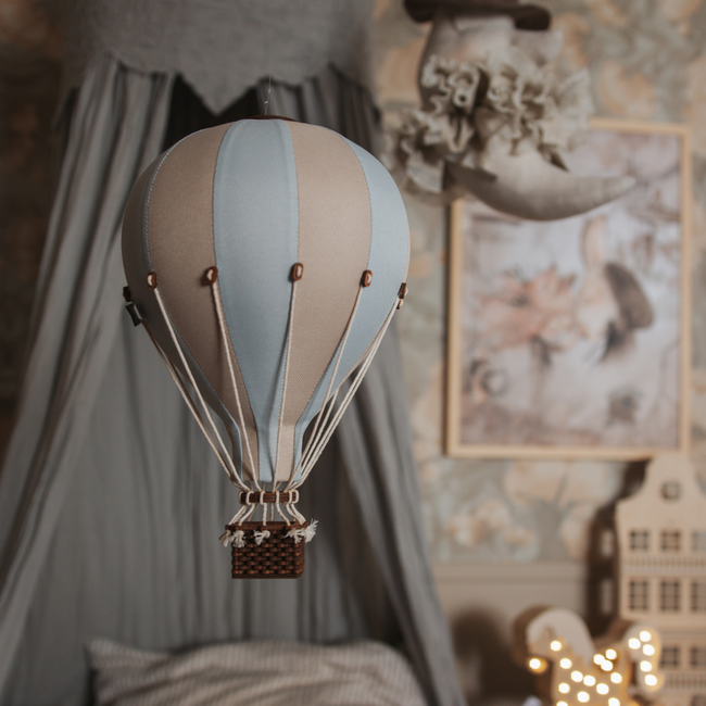 Dekorativer Luftballon Größe M Beige/Hellblau – Handgefertigtes Accessoire von Super Balloon