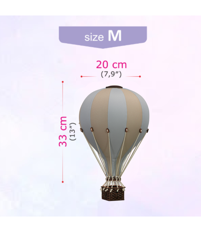 Decoratieve luchtballon maat M beige/lichtblauw – Handgemaakt accessoire van Super Balloon