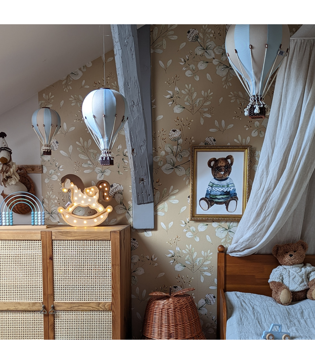 Decoratieve luchtballon maat L beige/lichtblauw – Handgemaakt accessoire van Super Balloon