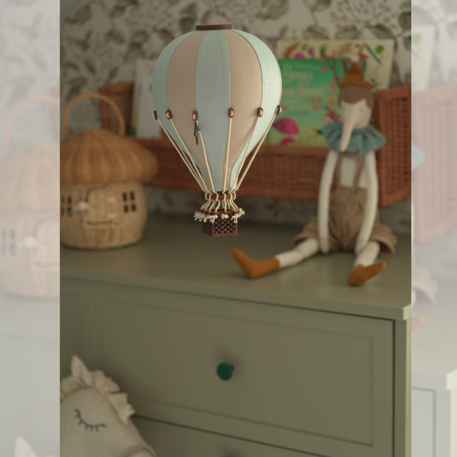 Dekorativer Luftballon Größe L Beige/Hellblau – Handgefertigtes Accessoire von Super Balloon