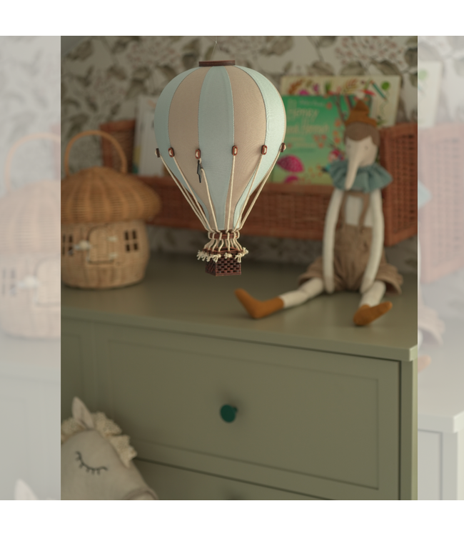 Decoratieve luchtballon maat L beige/lichtblauw – Handgemaakt accessoire van Super Balloon