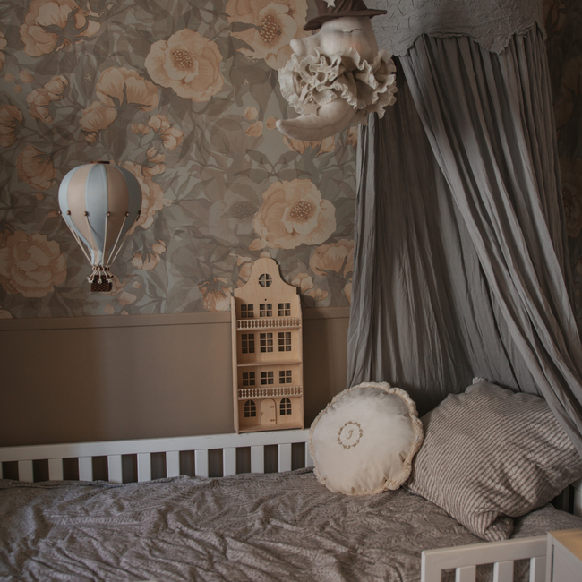 Ballon décoratif taille L beige/bleu clair – Accessoire fait main par Super Balloon