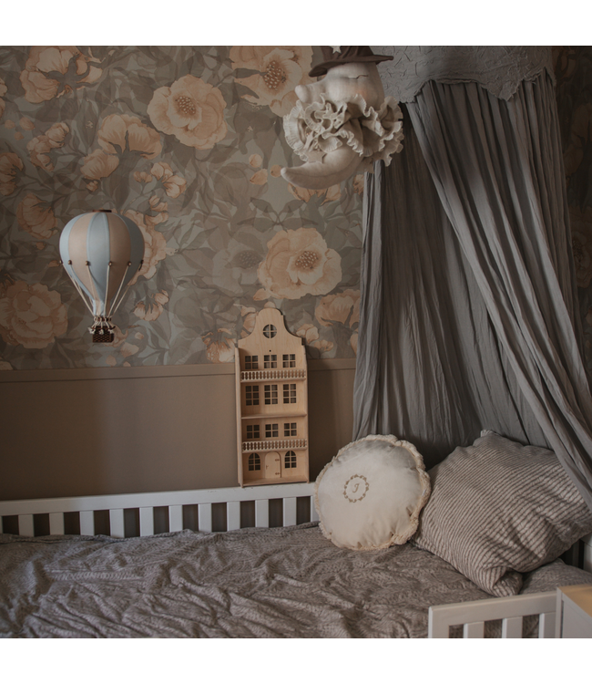 Decoratieve luchtballon maat L beige/lichtblauw – Handgemaakt accessoire van Super Balloon